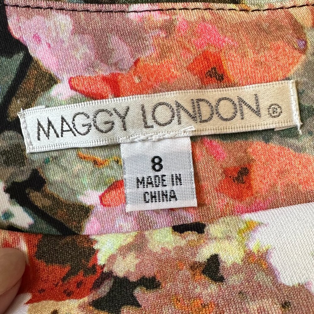 Maggy London Women's Bold Floral Sleeveless Dress Size 8 - Picture 15 of 16